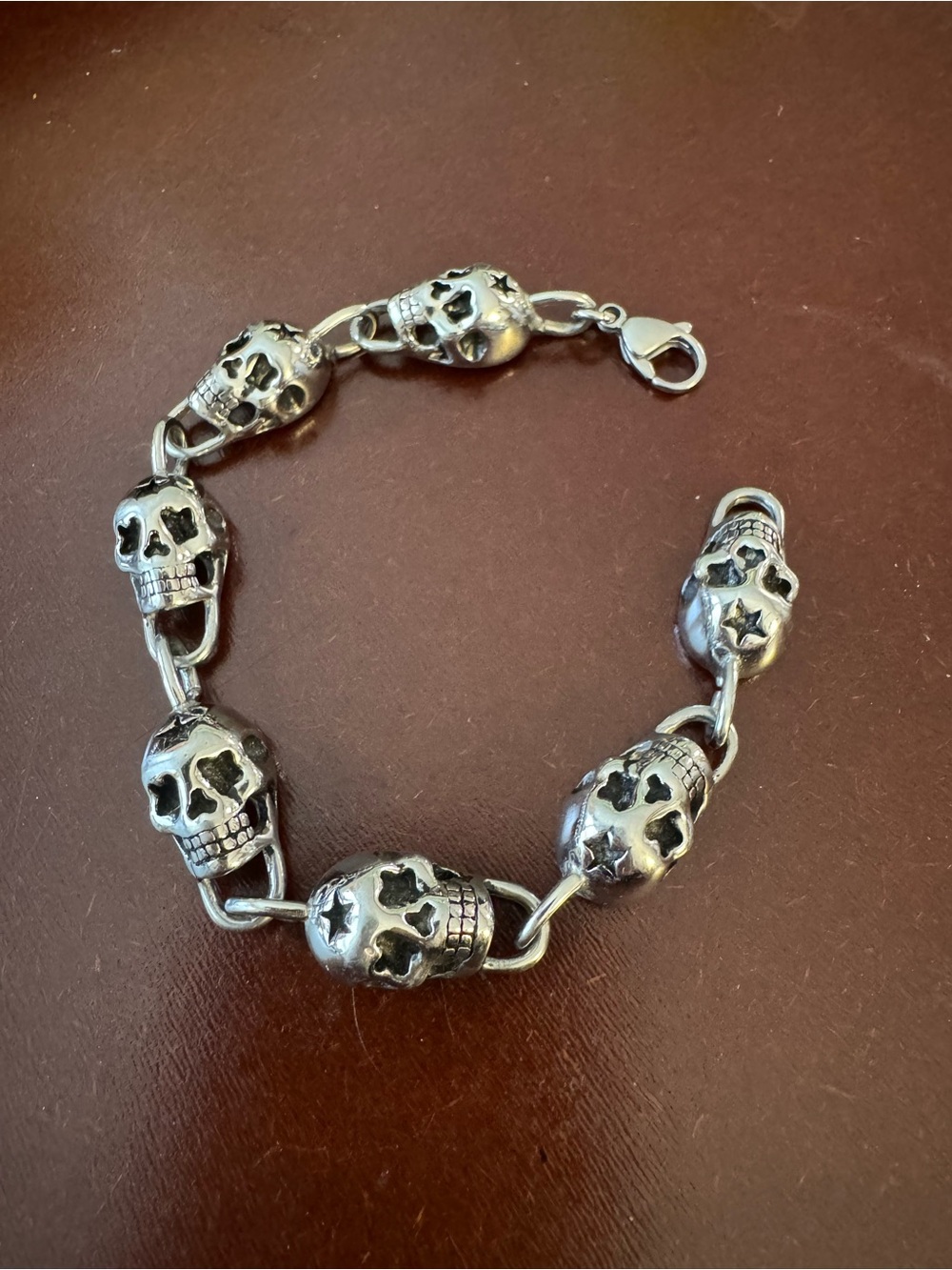 Silver Skull Link Bracelet